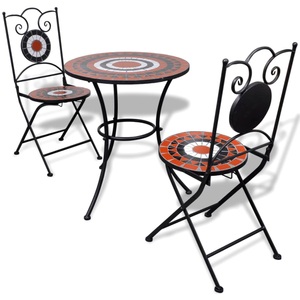 Diverse Hardware, 3-tlg. Bistro-Set Keramikfliese Terrakotta/Weiss, vidaXL 3-tlg. Bistro-Set Keramik Terrakotta und Weiß