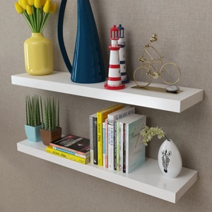 vidaXL, vidaXL 2er Set MDF Wandboard Hängeregal Wandregal Bücher/DVD Regal, weiß, vidaXL Wandregale 2 Stk. MDF Weiß