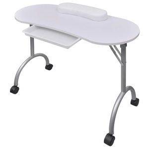 vidaXL, vidaXL Klappbarer Maniküre-Tisch mit Rollen Weiß, vidaXL Klappbarer Maniküre-Tisch mit Rollen Weiß