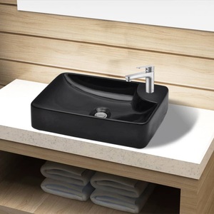 Diverse Hardware, Keramik Waschbecken mit Hahnloch schwarz, vidaXL Keramik Waschbecken mit Hahnloch schwarz