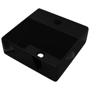 Diverse Hardware, Keramik Waschbecken mit Hahnloch schwarz quadratisch, vidaXL Keramik Waschbecken mit Hahnloch schwarz quadratisch
