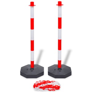 vidaXL, vidaXL Pfosten-Set mit Absperrkette 10 m Kunststoff, vidaXL Pfosten-Set mit Absperrkette 10 m Kunststoff