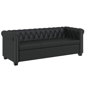 Diverse Hardware, Chesterfield Sofa 3-Sitzer Kunstleder Schwarz, vidaXL Chesterfield-Sofa 3-Sitzer Kunstleder Schwarz
