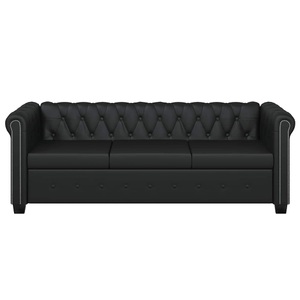 Diverse Hardware, Chesterfield Sofa 3-Sitzer Kunstleder Schwarz, vidaXL Chesterfield-Sofa 3-Sitzer Kunstleder Schwarz