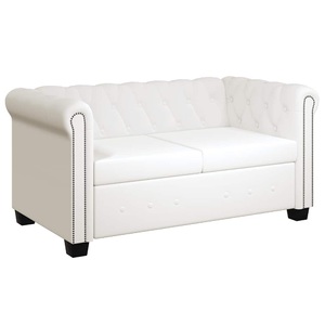 Diverse Hardware, Chesterfield Sofa 2-Sitzer Kunstleder Weiss