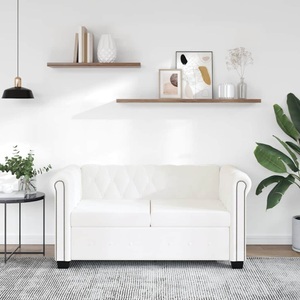 Diverse Hardware, Chesterfield Sofa 2-Sitzer Kunstleder Weiss