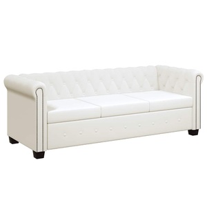 Diverse Hardware, Chesterfield Sofa 3-Sitzer Kunstleder Weiss