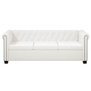 Diverse Hardware, Chesterfield Sofa 3-Sitzer Kunstleder Weiss