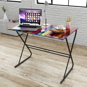 Diverse Hardware, Glasschreibtisch mit Regenbogenmuster, vidaXL Glasschreibtisch mit Regenbogenmuster