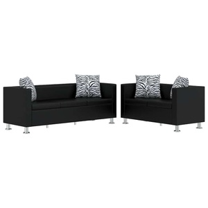 Diverse Hardware, Sofa Set Kunstleder 3-Sitzer und 2-Sitzer Schwarz, vidaXL Sofa-Set Kunstleder 3-Sitzer und 2-Sitzer Schwarz