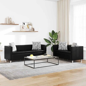 Diverse Hardware, Sofa Set Kunstleder 3-Sitzer und 2-Sitzer Schwarz, vidaXL Sofa-Set Kunstleder 3-Sitzer und 2-Sitzer Schwarz