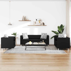 Diverse Hardware, Sofa Set Kunstleder 3-Sitzer 2-Sitzer Sessel Schwarz, vidaXL Sofa-Set Kunstleder 3-Sitzer + 2-Sitzer + Sessel Schwarz