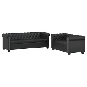 Diverse Hardware, Chesterfield Sofa 2-Sitzer und 3-Sitzer Kunstleder Schwarz, vidaXL Chesterfield-Sofas 2-Sitzer und 3-Sitzer Kunstleder Schwarz