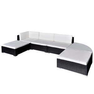 vidaXL, vidaXL 6-tlg. Garten-Lounge-Set mit Kissen Poly Rattan Schwarz, 
