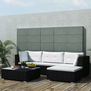 Diverse Hardware, 5-tlg. Garten-Lounge-Set mit Auflagen Poly Rattan Schwarz