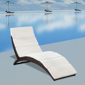 Diverse Hardware, Klappbare Sonnenliege mit Auflage Poly Rattan Braun, vidaXL Klappbare Sonnenliege mit Auflage Poly Rattan Braun