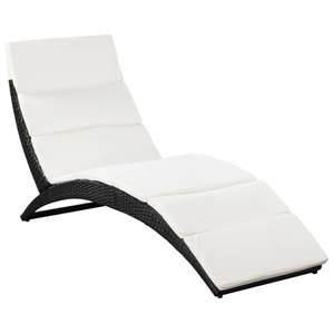 Diverse Hardware, Klappbare Sonnenliege mit Auflage Poly Rattan Schwarz, vidaXL Klappbare Sonnenliege mit Auflage Poly Rattan Schwarz