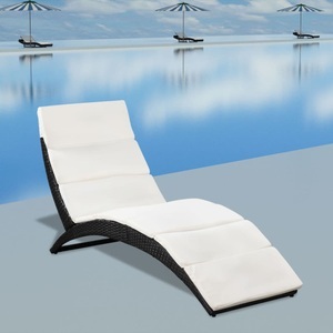Diverse Hardware, Klappbare Sonnenliege mit Auflage Poly Rattan Schwarz, vidaXL Klappbare Sonnenliege mit Auflage Poly Rattan Schwarz