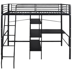 Diverse Hardware, Hochbett mit Schreibtisch Metall 200x90 cm schwarz