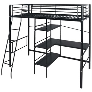 Diverse Hardware, Hochbett mit Schreibtisch Metall 200x90 cm schwarz