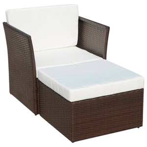 Diverse Hardware, Gartensessel mit Fusshocker Poly Rattan Braun