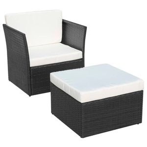 Diverse Hardware, Gartensessel mit Fusshocker Poly Rattan Schwarz