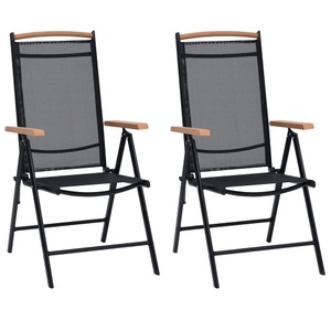 vidaXL, vidaXL Gartenstühle Klappbar 2 Stk. Aluminium und Textilene Schwarz, vidaXL Gartenstühle Klappbar 2 Stk. Aluminium und Textilene Schwarz
