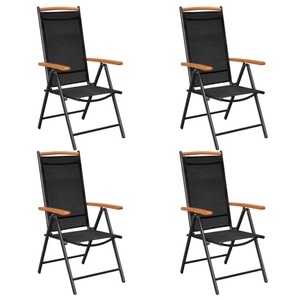 vidaXL, vidaXL Gartenstühle Klappbar 4 Stk. Aluminium und Textilene Schwarz, vidaXL Gartenstühle Klappbar 4 Stk. Aluminium und Textilene Schwarz