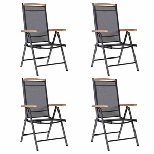 vidaXL Gartenstühle Klappbar 4 Stk. Aluminium und Textilene Schwarz
