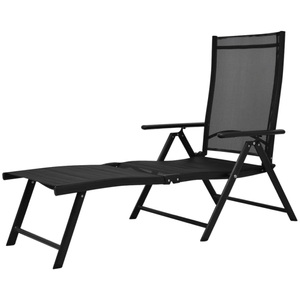 Diverse Hardware, Sonnenliege Klappbar Aluminium 178x63,5x96 cm Schwarz