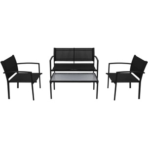 Diverse Hardware, 4-tlg. Garten-Lounge-Set Textilene Schwarz, vidaXL 4-tlg. Garten-Lounge-Set Textilene Schwarz