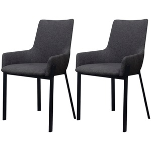 vidaXL, vidaXL Esszimmerstühle 2 Stk. Dunkelgrau Stoff, 