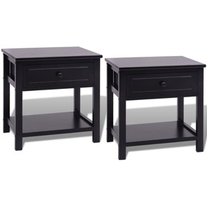 Diverse Hardware, Nachttisch Holz 2 Stk. Schwarz, vidaXL Nachttisch Holz 2 Stk. Schwarz