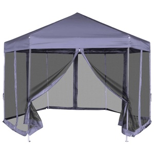 vidaXL, vidaXL Sechseckiges Pop-Up Festzelt 6 Seitenwände Dunkelblau 3,6×3,1 m