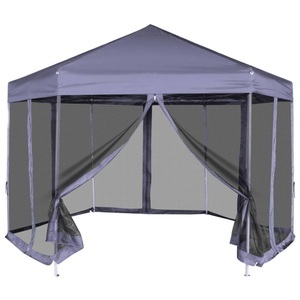 vidaXL, vidaXL Sechseckiges Pop-Up Festzelt 6 Seitenwände Dunkelblau 3,6×3,1 m