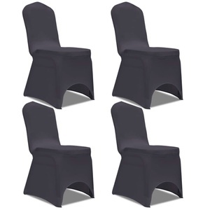 vidaXL, vidaXL Stretch Stuhlbezug 4 Stück Anthrazit, vidaXL Stretch Stuhlbezug 4 Stück Anthrazit