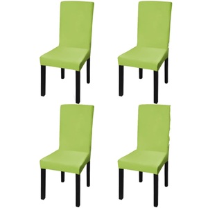 vidaXL, vidaXL Gerader Stretch Stuhlbezug 4 Stück Grün, vidaXL Stretch-Stuhlhussen Gerade 4 Stk. Grün