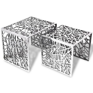 Diverse Hardware, Beistelltische 2 Stk. Quadratisch Silbern Aluminium, vidaXL Beistelltische 2 Stk. Quadratisch Silbern Aluminium