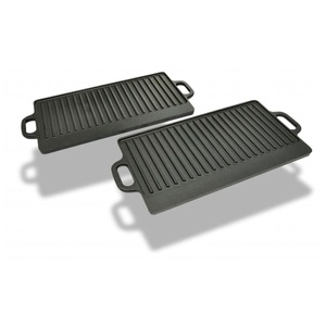 vidaXL, vidaXL Grillplatte Wendeplatte 2 Stk. Gusseisen 38x23 cm, vidaXL Grillplatte Wendeplatte 2 Stk. Gusseisen 38x23 cm