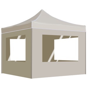 vidaXL, vidaXL Profi-Partyzelt Faltbar mit Wänden Aluminium 3x3 m Creme