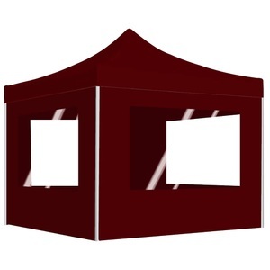 vidaXL, vidaXL Profi-Partyzelt Faltbar mit Wänden Aluminium 3×3m Weinrot