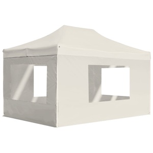 vidaXL, vidaXL Profi-Partyzelt Faltbar mit Wänden Aluminium 4,5x3 m Creme