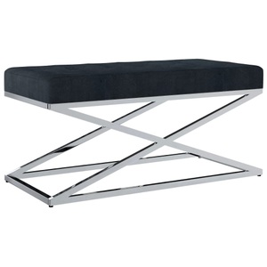 Diverse Hardware, Bank 97 cm Schwarz Samt und Edelstahl, 