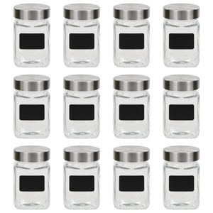 vidaXL, vidaXL Vorratsgläser mit Aufkleber 12 Stk. 300 ml, vidaXL Vorratsgläser mit Aufkleber 12 Stk. 300 ml