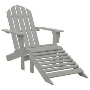 vidaXL, vidaXL Gartensessel mit Fußstütze Holz Grau, vidaXL Gartensessel mit Fußstütze Holz Grau