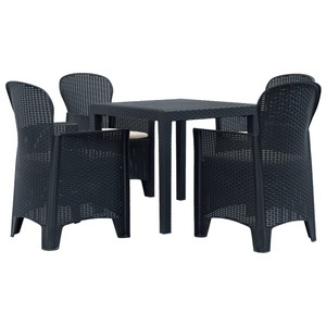 Diverse Hardware, 5-tlg. Garten-Essgruppe Kunststoff Anthrazit Rattan-Optik