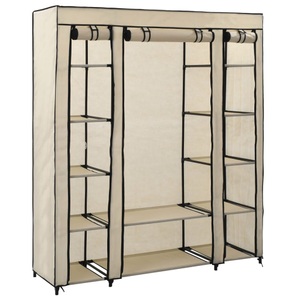 vidaXL, vidaXL Stoffschrank mit Fächern Kleiderstangen Creme 150x45x176cm, 