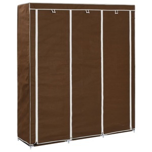 vidaXL, vidaXL Kleiderschrank mit Fächern und Stangen Braun 150x45x175cm Stoff, vidaXL Kleiderschrank mit Fächern und Stangen Braun 150x45x175cm Stoff