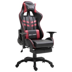 vidaXL, vidaXL Gaming-Stuhl mit Fußstütze Weinrot Kunstleder, 