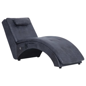 Diverse Hardware, Massage Chaiselongue mit Kissen Grau Wildleder-Optik, vidaXL Massage Chaiselongue mit Kissen Grau Wildleder-Optik